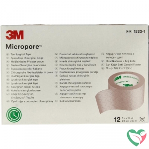 3M Micropore hechtpleister 2.5cm x 9.1cm huidkleur