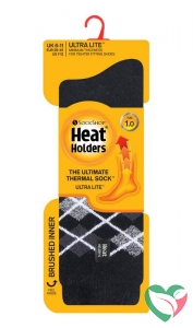 Heat Holders Mens ultra lite socks argyle maat 6-11 black