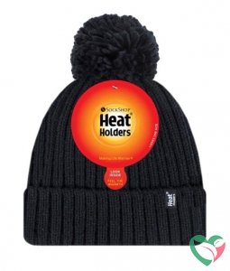 Heat Holders Ladies pom pom hat arden black one size