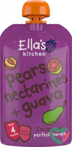 Ella's Kitchen Pears nectarines & guava 4+ knijpzakje bio